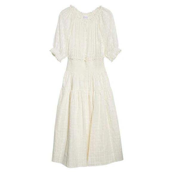Apiece Apart Brijette Smocked Tiered Puff Sleeve Maxi Dress Small - Picture 1 of 8
